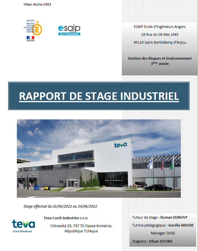 Page de garde de mon rapport de stage n°2